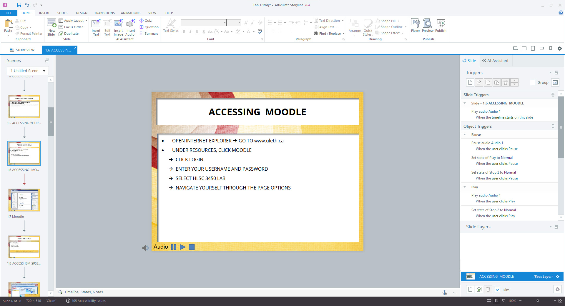 Online learning interface